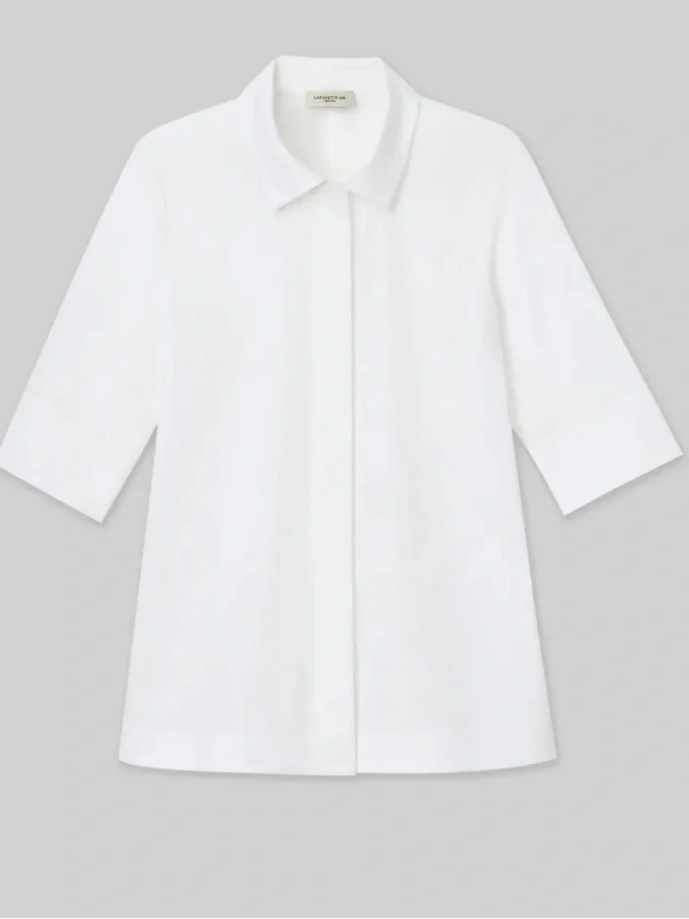 LAFAYETTE 148 NEW YORK White Stretch Cotton Peplum Shirt Size Medium NWT - Picture 9 of 9